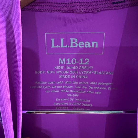 L.L. Bean Girls Rashguard Swim Top - Picture 3 of 3